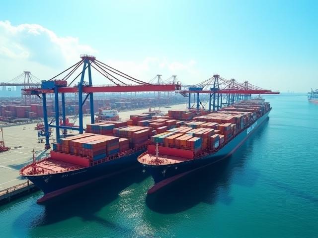 Container schepen laden voedselproducten.